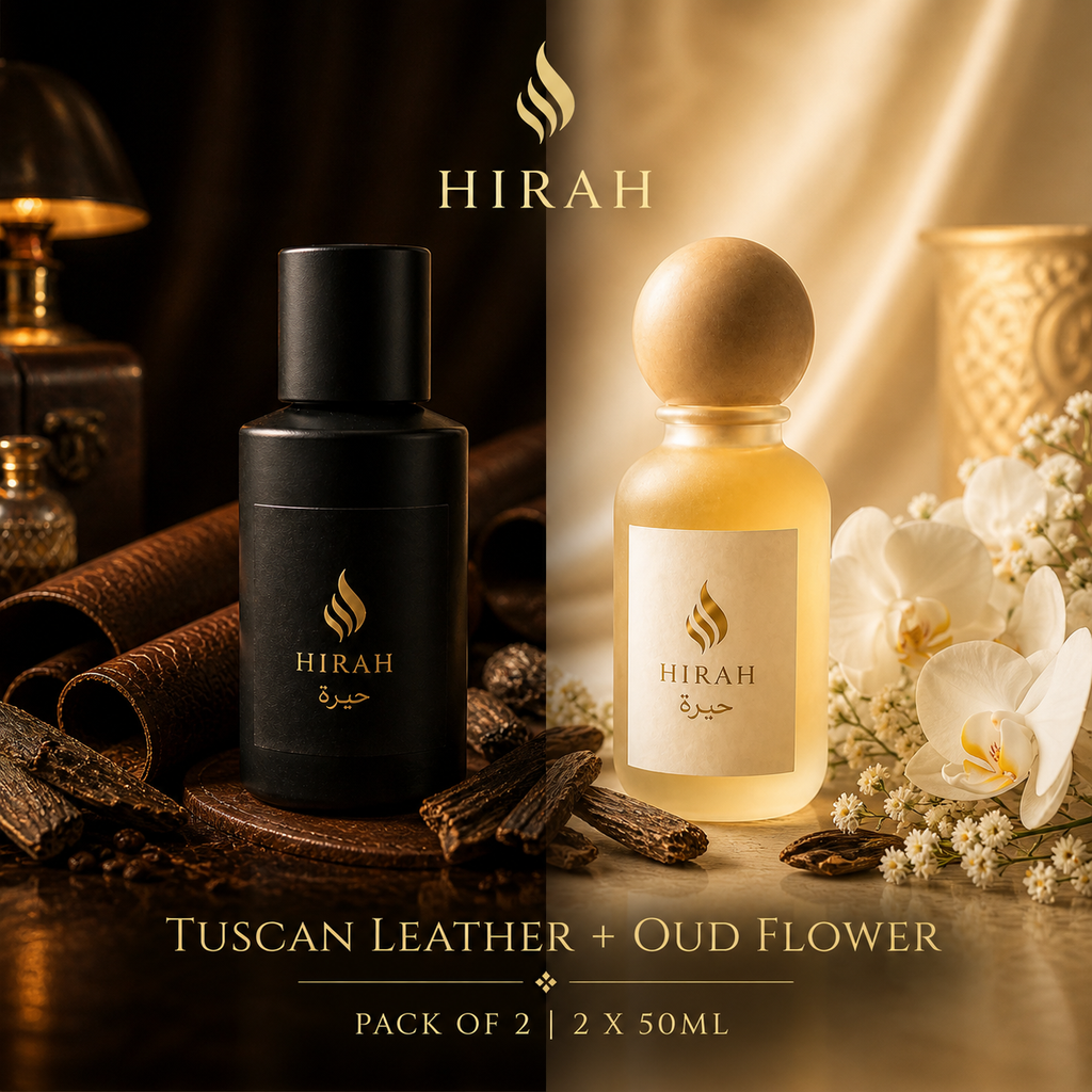 Hirah Oud Flower & Tuscan Leather & Oud Flower Perfume Set